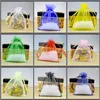 Organza DrawString Bag Size 20x30cm Candy Gift Jewelry Cosmetic Exempel Förpackning Ficka 100 bitar Lot208Z