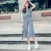 Letnia Moda Retro Oversize V Neck Latający Rękaw Plaid Sukienka Kobiety Syrenka Koreański Chic Lace Up Waist Ruffled Vestido De Mujer 210610