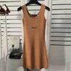 Women Casual Dresses Knits Sleeveless Classic Letter Print High Quality Womens Slim Dress Summer