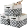 Folding Canvas Fabric Storage Box Clothes Toys Basket For Organizer Home Laundry With Handle storage bin 211102