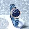 Femmes Montre CRRJU Mode Luxe Bleu pour Casual Quartz étanche Dames en acier inoxydable relogio feminino 210616