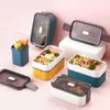 Hälsosam Material Lunchkasse Vete Straw Bento Boxes Mikrovågsugn Drev Livsmedelsförvaring Container Lunchbox 210709