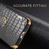 Étui de téléphone de texture de crocodile en cuir d'affaires de luxe avec support d'anneau magnétique pour iPhone 15 14 PLUS 13 12 11 mini Pro Max Xs Xr 6 7 8 Plus étuis de protection MQ50