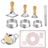 Baking & Pastry Tools Ravioli Stamp Maker Cutter Set Wooden Handle Fluted Edge Round Shapes Dumplings Press Mold With Silicone Dough Mat