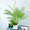 98cm Stora konstgjorda Palm Tropiska Tall Växter Fake Plast Green Palm Leaves Ground Pot Växt För Hem Bröllopsdekoration 211104