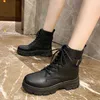 Gelenler Yumuşak Çizmeler Kadın Ayakkabı Kadın Moda Yuvarlak PU Ayak Bileği Kış Elastik Siyah Rahat 211104