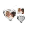 sublimation blank heart charms photo bead metal fashion charm hot transfer printing material consumables with zircon