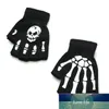 Unisex Volwassen Halloween Skelet Skull Halve Vinger Handschoenen Gloed in de Dark Fingerless Stretch Breide Winter Mittens Factory Prijs Expert Design Quality Nieuwste