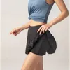 Leggings femmes Yoga Shorts aligner jupe de sport en plein air Fitness course séchage rapide Anti lumière doublé noir
