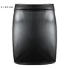 Kimring Gothic Läder Kjol Big Ass Open Butt Clubwear Mini Skirt Sexig Tight Hip Kjol 210310
