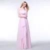 Pink Party A Line Chiffon Bridesmaid Dress Strapless Floor Length Formal Evening Prom Evening Gowns Women's dresses