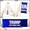 Fournitures de fête de fête Maison Jardin Donald Pare-chocs à main 24X70Cm Gardez l'Amérique Grand Drapeau Bannière Président Drapeaux Élections Vt0634 Drop Del