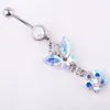 Färger D0116 6 Pink Color Body Jewelry Belly Button Navel Rings Body Piercing Jewelry Dingle Fashion Charm CZ Stone 20pcslot3413041