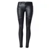 LOGAMI Pantalon en similicuir Femme Pantalon à fermeture éclair élastique Leren Broeken 211118