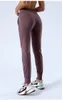 Joggers deportivos de entrenamiento de tela con sensación desnuda, pantalones recortados, cordón de cintura para mujer, pantalón deportivo para correr con dos bolsillos laterales 192H