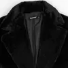 Nerazzurriの冬の長い白黒の黒い暖かいふわふわの毛皮のコート女性長袖ベルトラペルスタイリッシュな韓国のファッションボタン211110