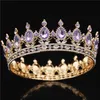 Gold Lila Königin König Brautkrone Für Frauen Kopfschmuck Prom Festzug Hochzeit Tiaras und Kronen Haarschmuck Zubehör CJ191226