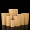100 st/parti aluminiumfolie Kraftpapperspåsar Stand Up Pouch Package Återanvändbar förvaringsväska för mat te mellanmål