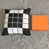 レターニットカシミヤウール格子縞枕カセットホームソファー/ベッドスローオレンジクッションカバー