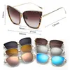 Lunettes de soleil 2022 Marque Designer Cateye Femmes Vintage Lunettes en métal pour miroir Rétro Lunette De Soleil Femme2397