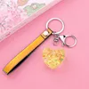 Fashion Sequins Heart Keychains Acrylic Key Chain Rings Mobile Phone Pendant Cute Car Keyrings Charm Bag Accessories Gifts