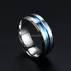 Groove Ring Band rostfritt stål Blue Rainbow Finger Contrast Color Rings for Women Men Fashion Jewelry Will and Sandy