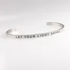 Armreif aus Edelstahl, individuelles personalisiertes Namensarmband, Bnagle, lassen Sie Ihr Licht strahlen, individuelle Handschrift-Mantra-Armbänder für Frauen