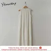 Yitimuceng Maxi-Plisseekleider für Frauen, gerüschtes Tank-Top-Kleid, hohe Taille, ärmellos, schwarz-weißes Sommerkleid, Sommermode 210601