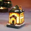 Christmas Decorations 1pcs Resin House Ornament Micro Landscape LED Light Xmas Village Decorative Party Home Decoration Gift