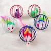 6CM Pet Cat Lovely Kitten Gift Funny Play Toys Mouse Ball Colorful Round Cage Iron Supplies