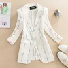 Blazer lungo casual da donna manica a tre quarti collo con intaglio donna taglie forti capispalla primavera estate giacca a bottone singolo X0721