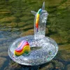 Anneau de natation gonflable Transparent, paillettes claires, flamant rose, licorne, flotteur de piscine, anneaux de natation de plage mignons pour adultes, jouets de fête de vacances d'été