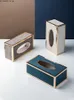 Tissue Boxes & Napkins European-style Leather Box Rectangular Gold-rimmed Napkin Home Room Car Drawer Modern Decoration Accessories