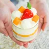 Boîtes rondes d'emballage de crème glacée aux fruits de 200ML, Mini tasses à Dessert transparentes, récipient à salade de gâteau en Mousse, fournitures de fête