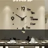 3DアクリルDIYの壁掛け時計モダンなデザイン大型装飾クォーツ時計静かな動きリビングルーム装飾的な時計黒ゴールデン674 K2
