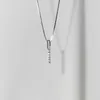 Simple Plain Real 925 Sterling Silver CZ Stone Rose Gold Bar Pendant Halsband Godkvalitet Fru Biln Girl Girl Girlive China 6594500