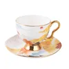 Bone China China Banhado Ouro Café Pires Set English Tarde Teacups Coffee Pot Selgar Bowl