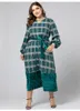 Casual Dresses 2021 Woman Dress Big Size Autumn Winter Patchwork Plaid Loose Single Breasted England Style