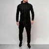 2 Piece Set Men Fashion Tracksuit Zipper Running Hoodies Sweat Suits Men's Drawstring Pullover Outfit Workout Streetwear X0610