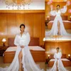 Bianco Illusione Ruffles Tulle Sleepwear Sleepwear Manica Lunga Bridal Inverno Sexy Kimono Incinta Party Sleepwear Donne Accappatoio Sheer NightGown Robe