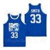 Movie Basketball Music Television #33 Will Smith Jersey MTV First Annual Rock N Jock BBall Hip Hop Breathable High School HipHop Blue Black Team Color Good Quality