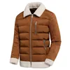 Erkekler Kış Vintage Rahat Süet Polar Yaka Sıcak Kalın Parkas Ceket Ceket Erkekler Dış Giyim Fahsion Cepler Klasik Parka Erkek Artı 211206