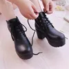 Boots 2021 Women Platform Shoes Lace Up Pu Leater White Black Chunky Heels Woman 35-41