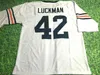 맞춤형 축구 유니폼 남성 청소년 여성 빈티지 42 Sid Luckman 희귀 한 고등학교 크기 S-6XL 또는 모든 이름 및 번호 유니폼
