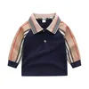 Polos à manches longues pour petits garçons, chemises à rayures, mode col rabattu, couverture en coton pour enfants, vêtements de printemps