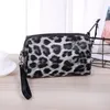 Moda leopardo impresión bolsa de almacenamiento portátil cepillo cosmético bolso de gran capacidad pu bolsa de lavado a prueba de agua