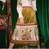 Lanmrem jesienne ubrania dla kobiet retro drukowanie aksamitne wysokiej talii pół-korpus spódnica z kieszeniami Casul All-mecz YH072 210309
