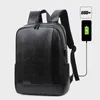 Homens de couro PU Backpack impermeável USB Levantamento de carregamento Laptop Black Back Bags Male Viagem Ao Ar Livre Viagem Casual Escola Bagpacks 210929