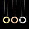 Gold Jewlery Women Necklace Stainless Steel Link Chain Circle White Culic Zirconia Stone Diamond Pendant Silver Rose Solitaire Womens Pendants Necklaces Gift