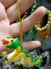 Colorful Enamel Filigree Dragon Charms Mens Boys Keychain Pendant Car Key Christmas Tree Hanging Ornaments Cloisonne Decorations